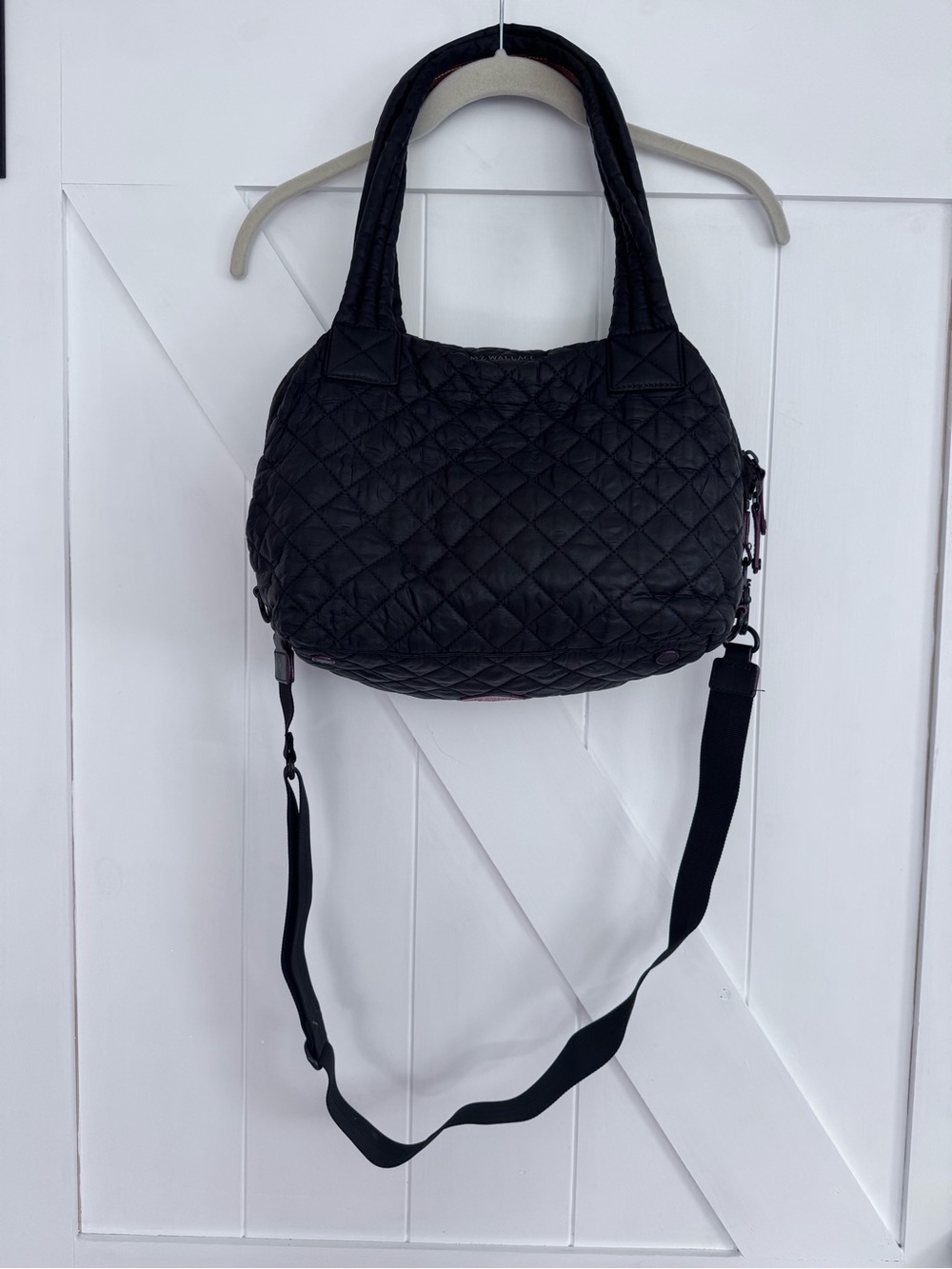 MZ Wallace Black Quilted Shoulder Bag with Detachable Strap